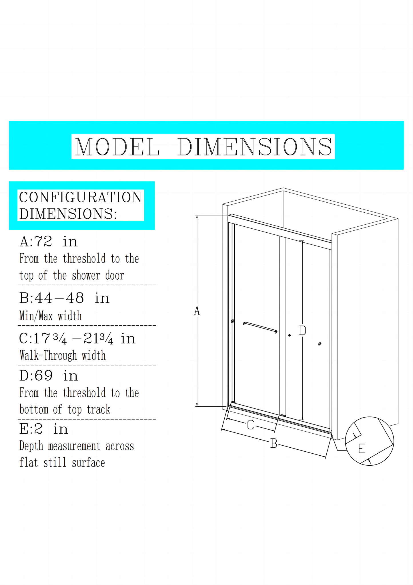 high semi frameless double sliding shower door