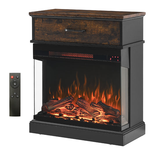 Mesa auxiliar de 25 pulgadas con chimenea eléctrica de vidrio de 3 lados, perfecta para salas de estar y dormitorios