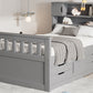 Twin Size Captain Platform Bed Frame with Storage Bookcases and Shelves,Four Drawers, Gray