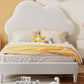 Twin Size Upholstered Cloud-Shape Bed ,Velvet Platform Bed with Headboard,No Box-spring Needed,Beige