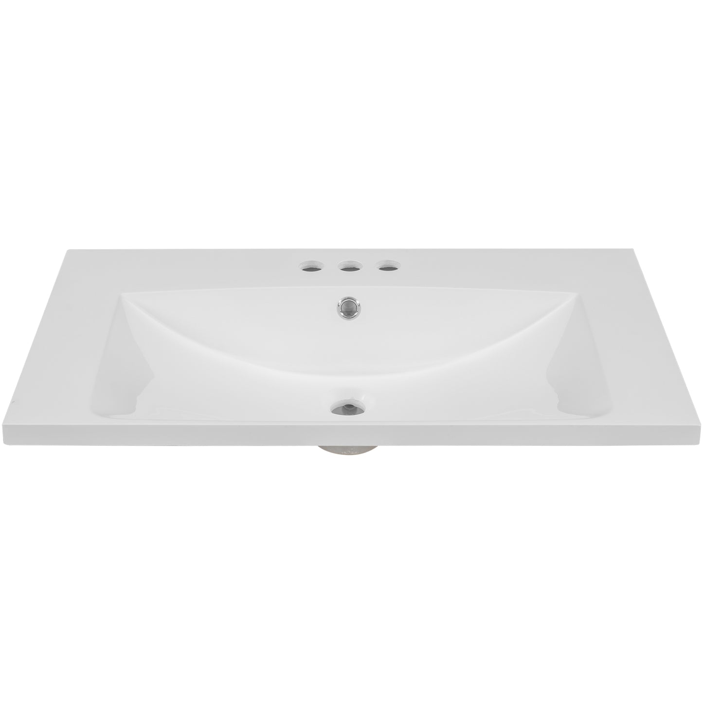 Single Bathroom Vanity Top with White Basin 3-Faucet Holes Ceramic White