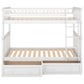 Twin over Twin Bunk Bed with Drawers  Convertible Beds  White