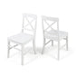 Roshan Farmhouse Acacia Wood Dining Chairs, Set of 2 in White