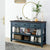 Retro Design Console Table with Two Open Shelves, Pine Solid Wood Frame and Legs for Living Room (Navy)