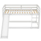 Twin over Twin Bunk Bed with Convertible Slide and Ladder   White