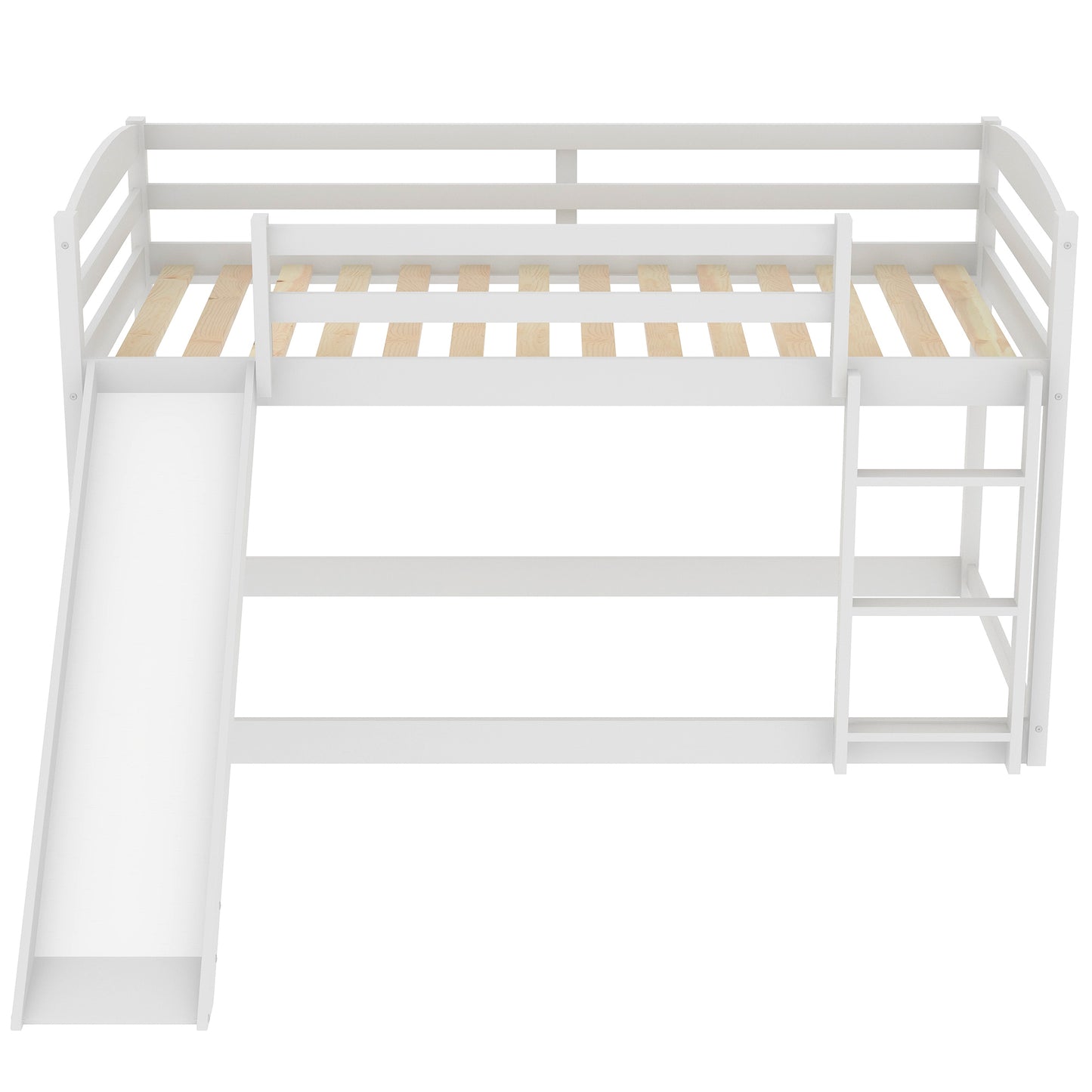 Twin over Twin Bunk Bed with Convertible Slide and Ladder   White