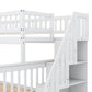 Twin over Full Bunk Bed with Trundle and Staircase White