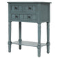 TREXM Narrow Console Table, Slim Sofa Table with 3 Storage Drawers and Bottom Shelf, Navy Finish