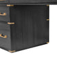 70-Inch Classic Executive Desk with Metal Trim, 2 File Drawers, USB Ports, and Sockets, Black Finish