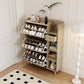 Natural Bohemian style shoe cabinet with 3 rattan flip drawers, 3 square shelves, and 1 storage drawer,  Natural