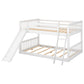 Full over Full Bunk Bed with Convertible Slide and Ladder  White