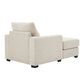 39.7" Oversized Chaise Lounger with Pillows, Charge Station, and Cup Holders, Chenille Fabric in Cream