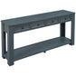 TREXM Console Table with Storage Drawers and Bottom Shelf, Navy Finish for Entryways and Hallways