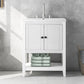 White Modern Sleek Bathroom Vanity Elegant Ceramic Sink with Solid Wood Frame Open Style Shelf