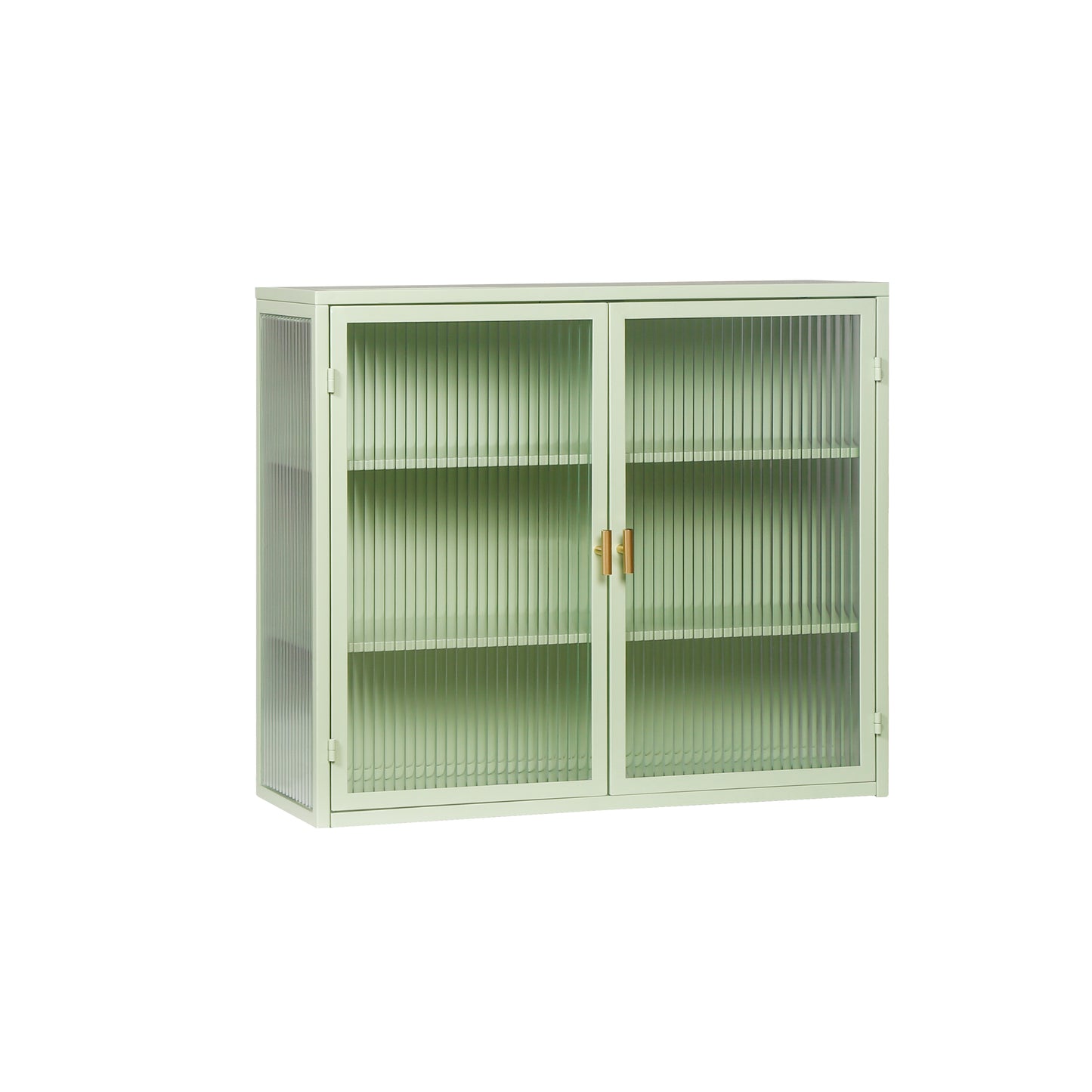 Glass Doors Modern Two-door Wall Cabinet with Featuring Three-tier Storage Mint Green