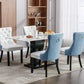 A&A Furniture Nikki Collection Modern High-end Tufted Solid Wood Contemporary PU 2-Pcs Set White+Light Blue