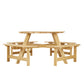 Outdoor picnic table for 8 people, circular picnic table for 8 people, with 4 embedded bench tables and bench sets