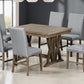 TOPMAX Mid-Century Solid Wood 7-Piece Expandable Dining Table Set with Soft Cushioned Chairs, Gold Brown and Gray