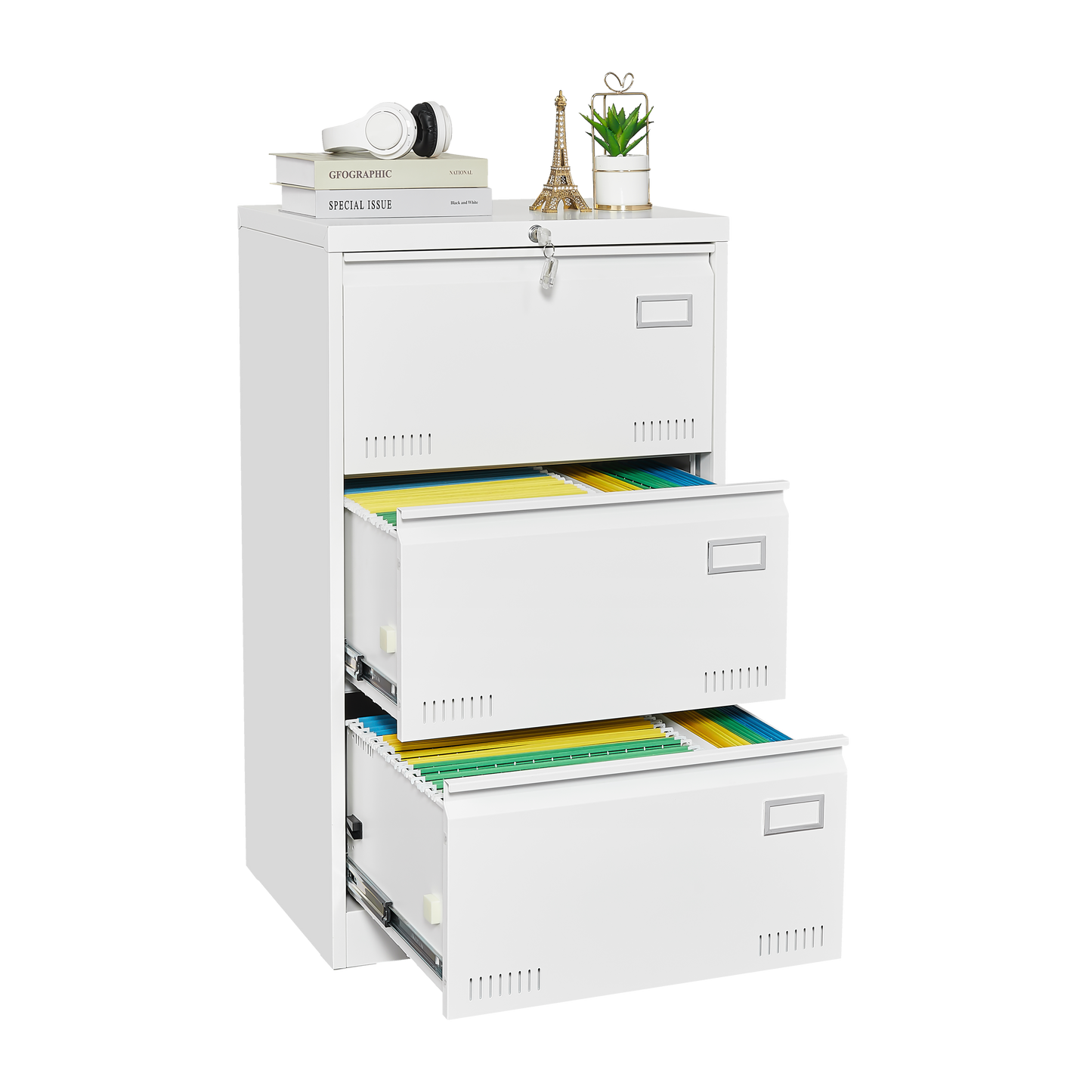 Filing Cabinet Lateral File Cabinet 3 Drawer White Filing Cabinets with Lock