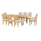 TOPMAX Expandable 84-Inch Dining Table Set with 24" Detachable Leaves, 6 Armless Chairs, and 2 Armchairs, Natural Finish