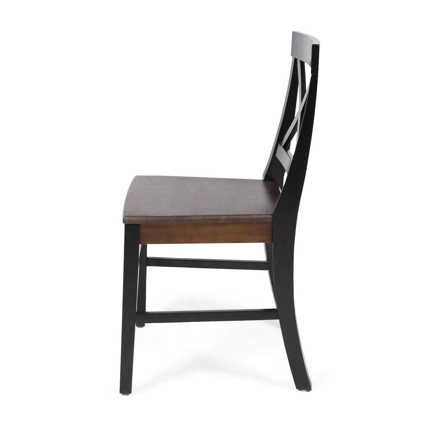 Roshan Farmhouse Acacia Wood Dining Chairs, Black / Walnut (Set of 2)