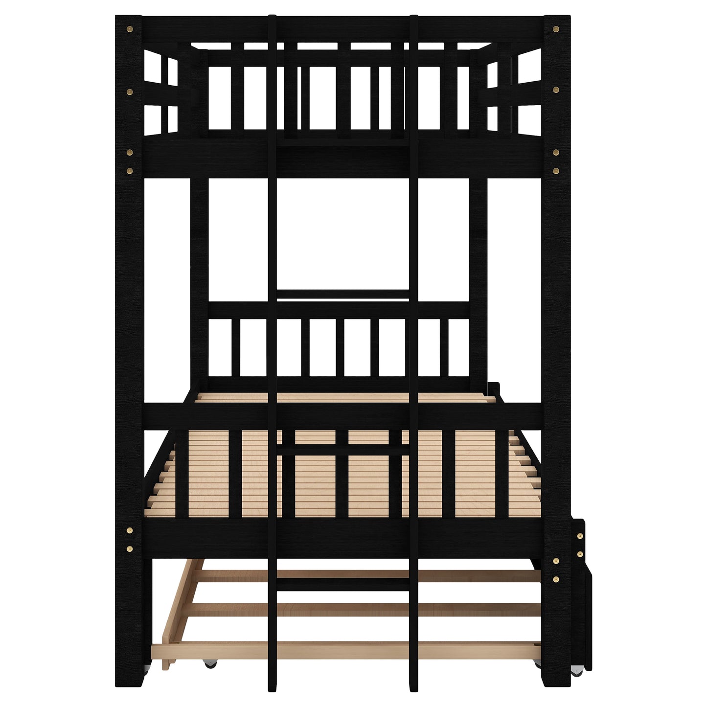 Twin over Pull-out Bunk Bed with Trundle  Espresso