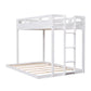 Twin over Full Bunk Bed with Built-in Ladder,White