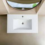 30 Inch Bathroom Ceramic Sink Basin, White