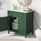 30" Bathroom Vanity with Sink Top, Solid Wood Cabinet with Door and Two Drawers, Green