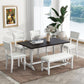 TOPMAX Farmhouse 6-Piece Trestle Dining Table Set with Upholstered Chairs and Bench, 59-Inch, White