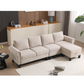 Convertible Sectional Sofa with Storage, L-Shaped Four-Seater Design in Modern Linen Fabric, Beige