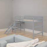 Twin Loft Bed with Platform,ladder,Grey