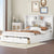 Queen Size Platform Bed with Storage Headboard and 2 Drawers, White