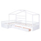 Twin Size House Platform Bed with Three Storage Drawers White