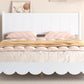 Queen Size Wood Platform Bed Frame, Retro Style Bed with Rectangular Headboard,No Need Box Spring,White