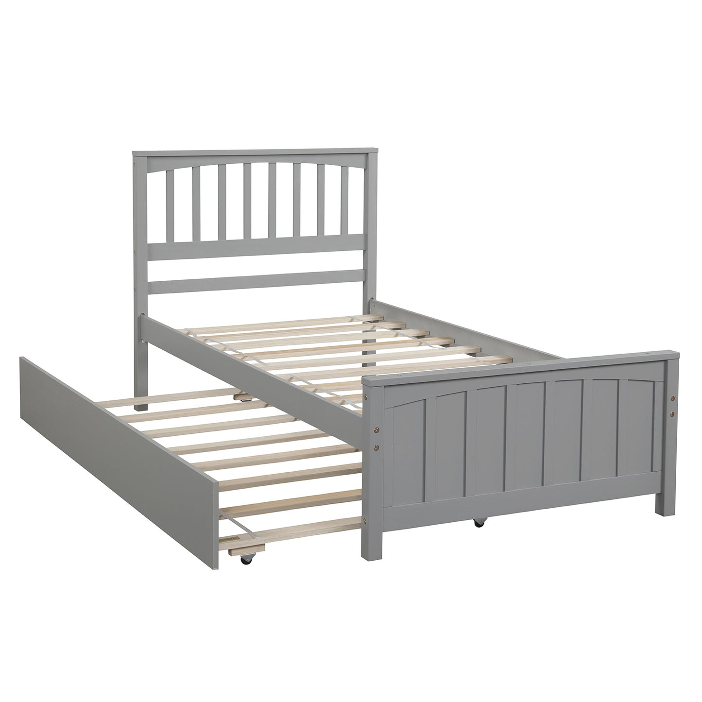 Twin size Platform Bed with Trundle Gray