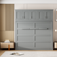 Full Size Murphy Bed Wall Bed with Top Cabinets, Gray Finish for Space-Saving Bedrooms