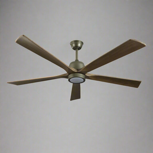 60" Modern Wooden Ceiling Fan with Lighting, Remote Control, 6-Speed Noiseless Reversible DC Motor