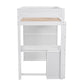 Wood Twin Size Loft Bed with Wardrobes and 2-Drawer Desk with Cabinet  White