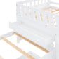 L-shaped Space-Saving Twin Loft and Twin Platform Bed with 7 Drawers and Full Guardrails(WHITE)