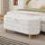 Elegant Upholstered Sherpa Fabric Storage Ottoman with Wood Legs, Storage Bench for Bedroom, Living Room, White