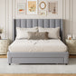 Full Size Storage Bed Velvet Upholstered Platform Bed with a Big Drawer - Gray