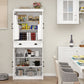 Kitchen Pantry Storage Cabinet with 4 Doors(2Doors with Racks)1 Drawer 2 Adjustable Shelves Freestanding Cupboard