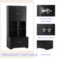 Bathroom storage cabinet, 4-door independent cabinet, adjustable shelf, open multi-layer shelf, black