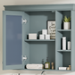 35 ''x 28' 'blue wall mounted bathroom storage cabinet with mirror door and medication cabinet with 6 open shelves