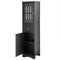 Tall Bathroom Cabinet, Freestanding Storage Cabinet with Drawer and Doors, MDF Board, Acrylic Door, Adjustable Shelf, Black