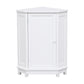 White Bathroom Cabinet Triangle Corner Storage Cabinet with Adjustable Shelf Modern Style MDF Board