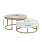 Modern Round Nesting Coffee Table with Drawers, White Finish for Living Rooms