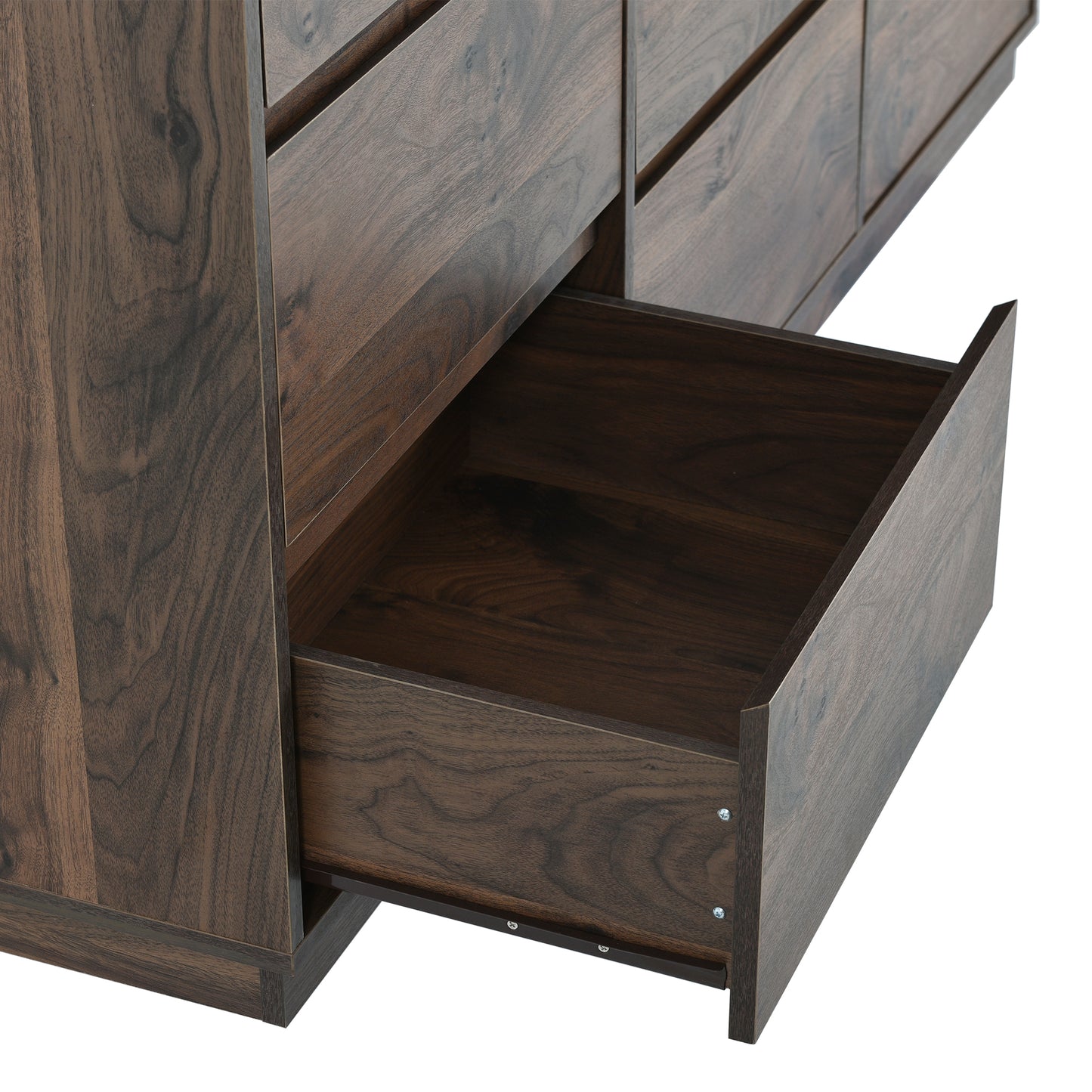 Mid-Century Modern 9-Drawer Dresser, Dark Brown Finish for Stylish Bedrooms