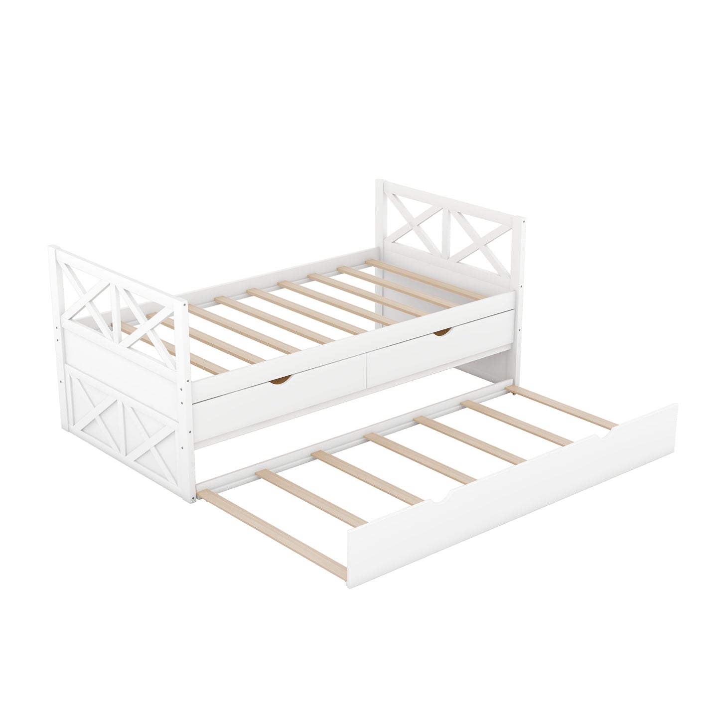 Multi-Functional Daybed with Drawers and Trundle  White